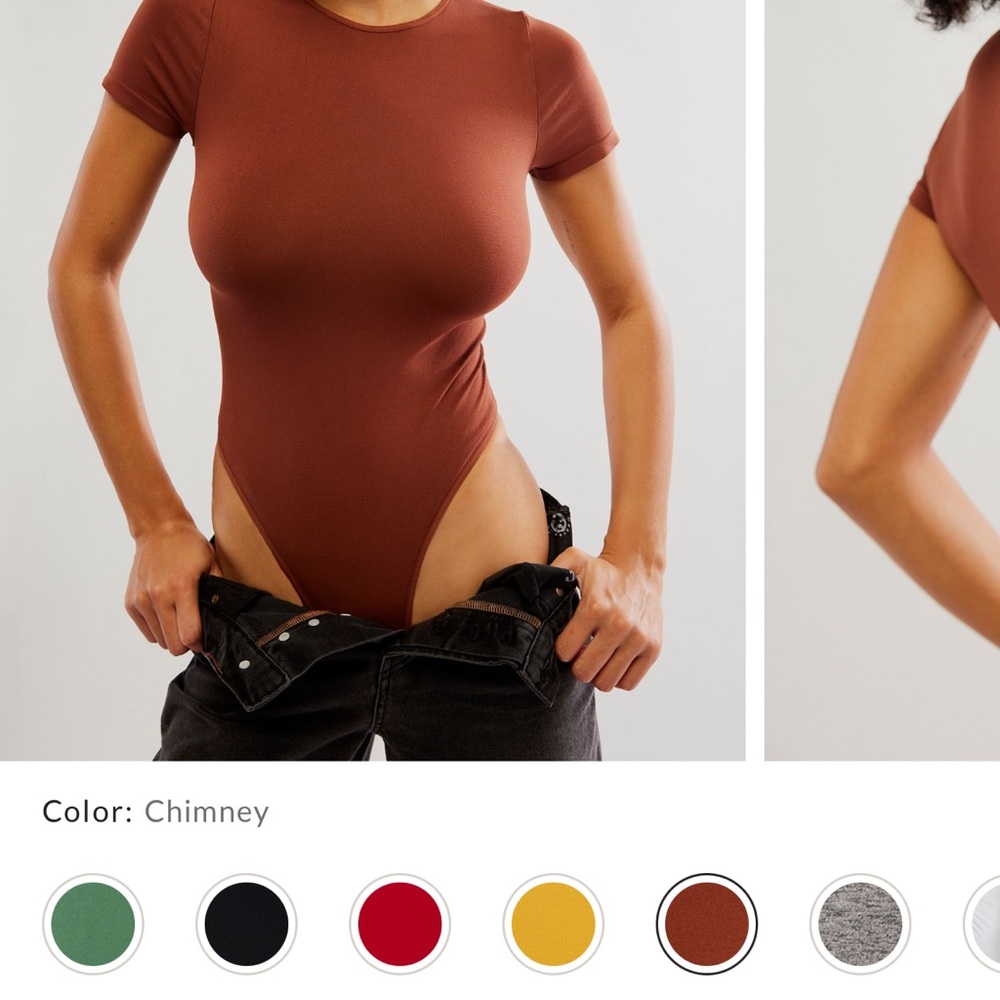 FREE PEOPLE - clean lines tee bodysuit - brown